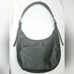 Antik Kraft 100% Vegan Pebbled Leather Black Hobo Purse Bag Brass Hardware.